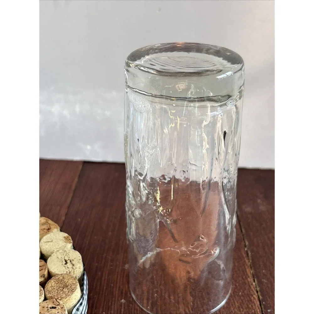 Vintage Libbey‎ Textured Embossed 3-D Iris 2 Highball Tumbler Drinking Glasses